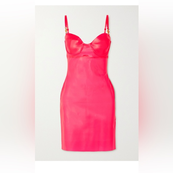 Versace Embellished Cutout Latex Mini Dress ๐ hot pink.. - Picture 4 of 14